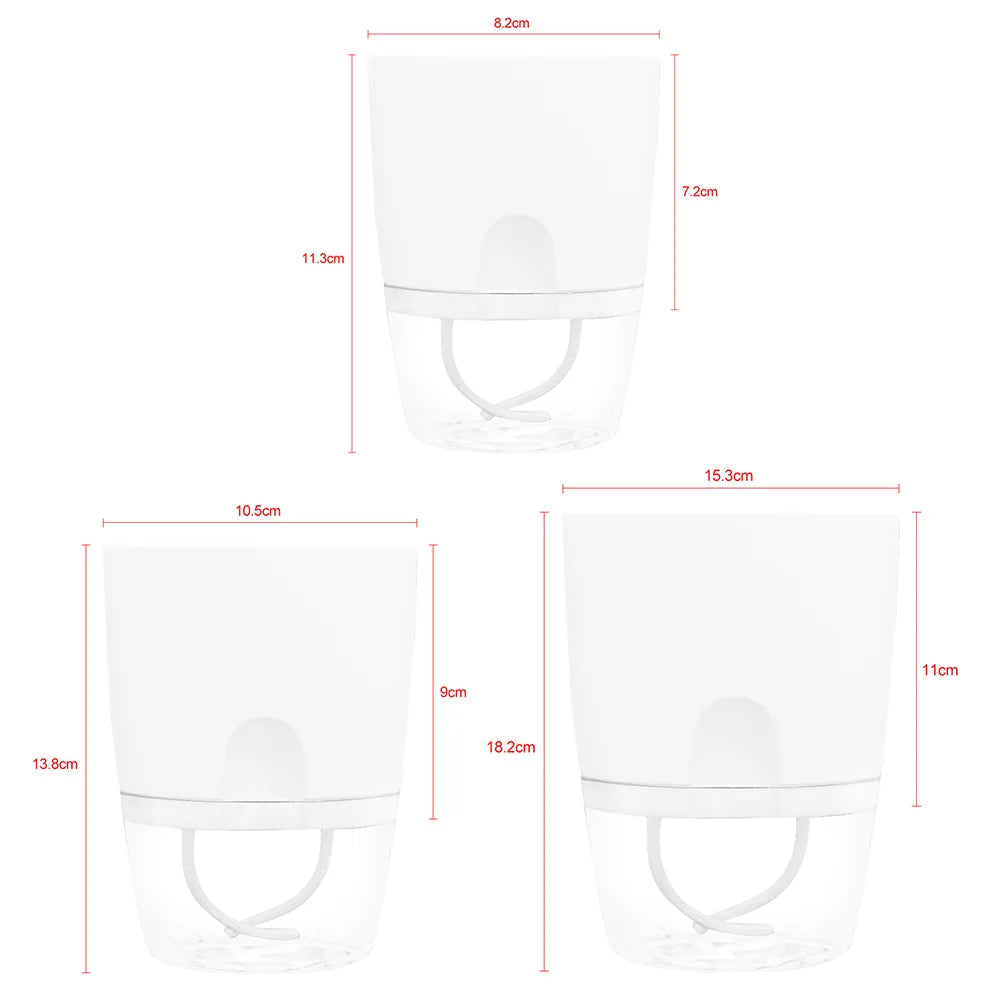 2 Layer Self Watering Plant Flower Pot Home Garden Decor Self Watering Pot Round Flowerpot for Indoor Outdoor Plants and Flowers