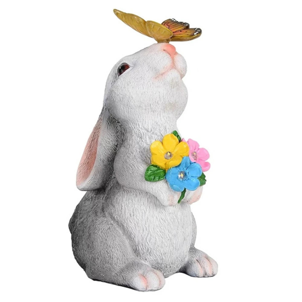 Cute Rabbit Figurine with Butterfly-Solar Powered Garden Decoration