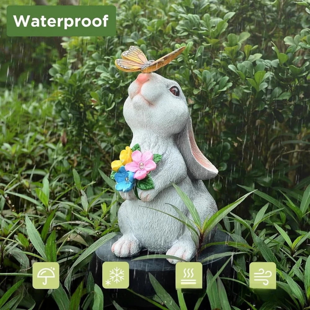 Cute Rabbit Figurine with Butterfly-Solar Powered Garden Decoration